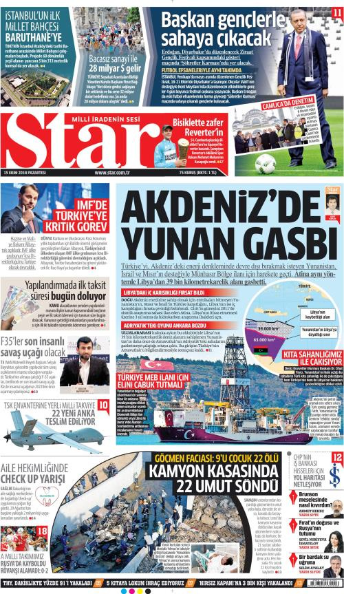 Gazete manşetleri 15 Ekim 2018 Hürriyet - Sözcü - Posta - Milliyet