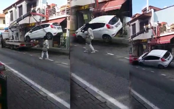 Çekicinin iş kazası kameralara böyle yansıdı