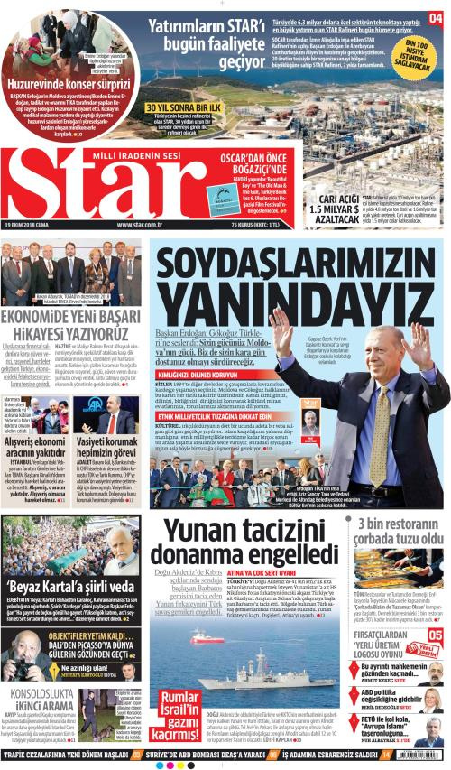Gazete manşetleri 19 Ekim 2018 Yeni Şafak - Milliyet - Sabah - Hürriyet