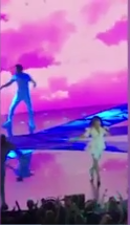 Paula Abdul konser sırasında sahneden aşağıya düştü