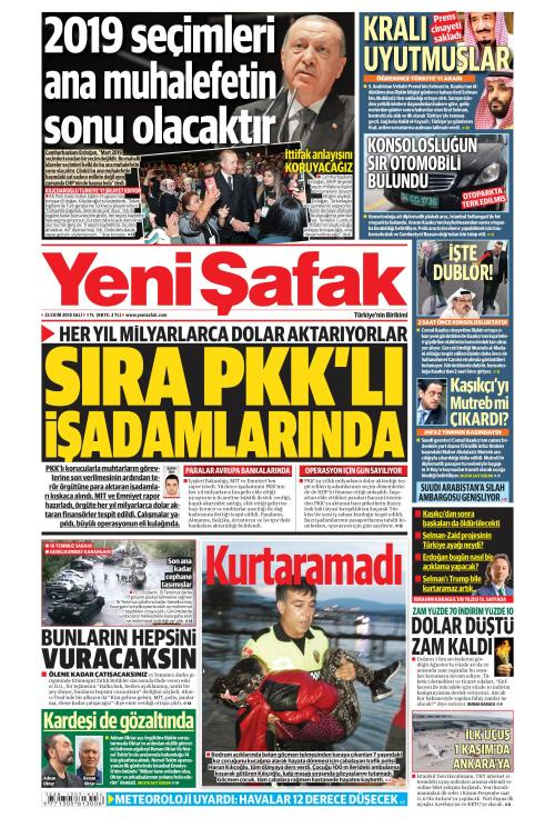 Gazete manşetleri 23 Ekim 2018 Sözcü - Milliyet - Posta - Hürriyet