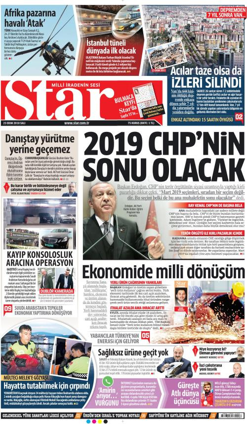 Gazete manşetleri 23 Ekim 2018 Sözcü - Milliyet - Posta - Hürriyet