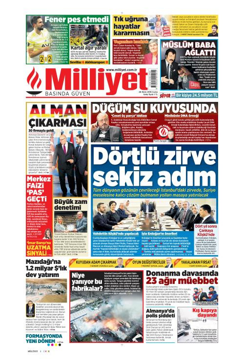 Gazete manşetleri 26 Ekim 2018 Sözcü - Hürriyet - Posta - Milliyet