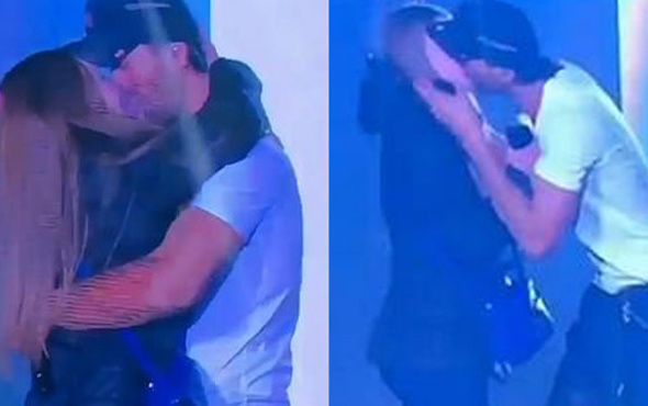 Enrique Iglesias konserine gelen hayranıyla ateşli şekilde öpüştü