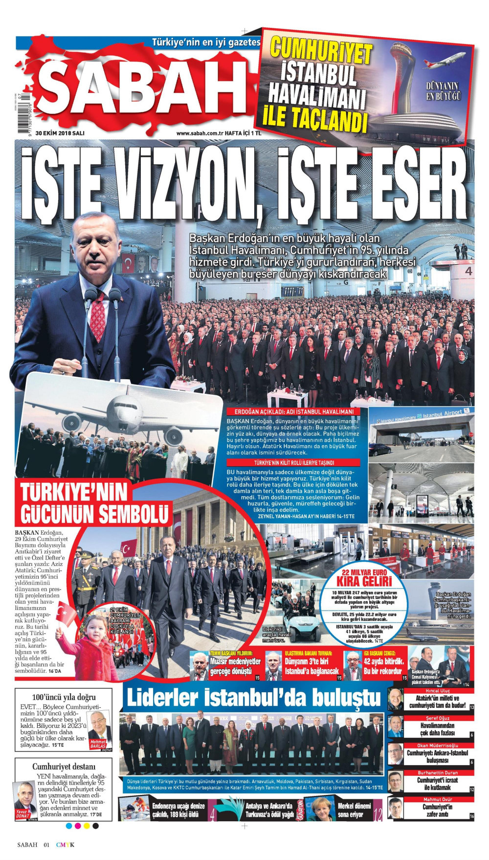 Gazete manşetleri 30 Ekim 2018 Posta - Sözcü - Milliyet - Hürriyet