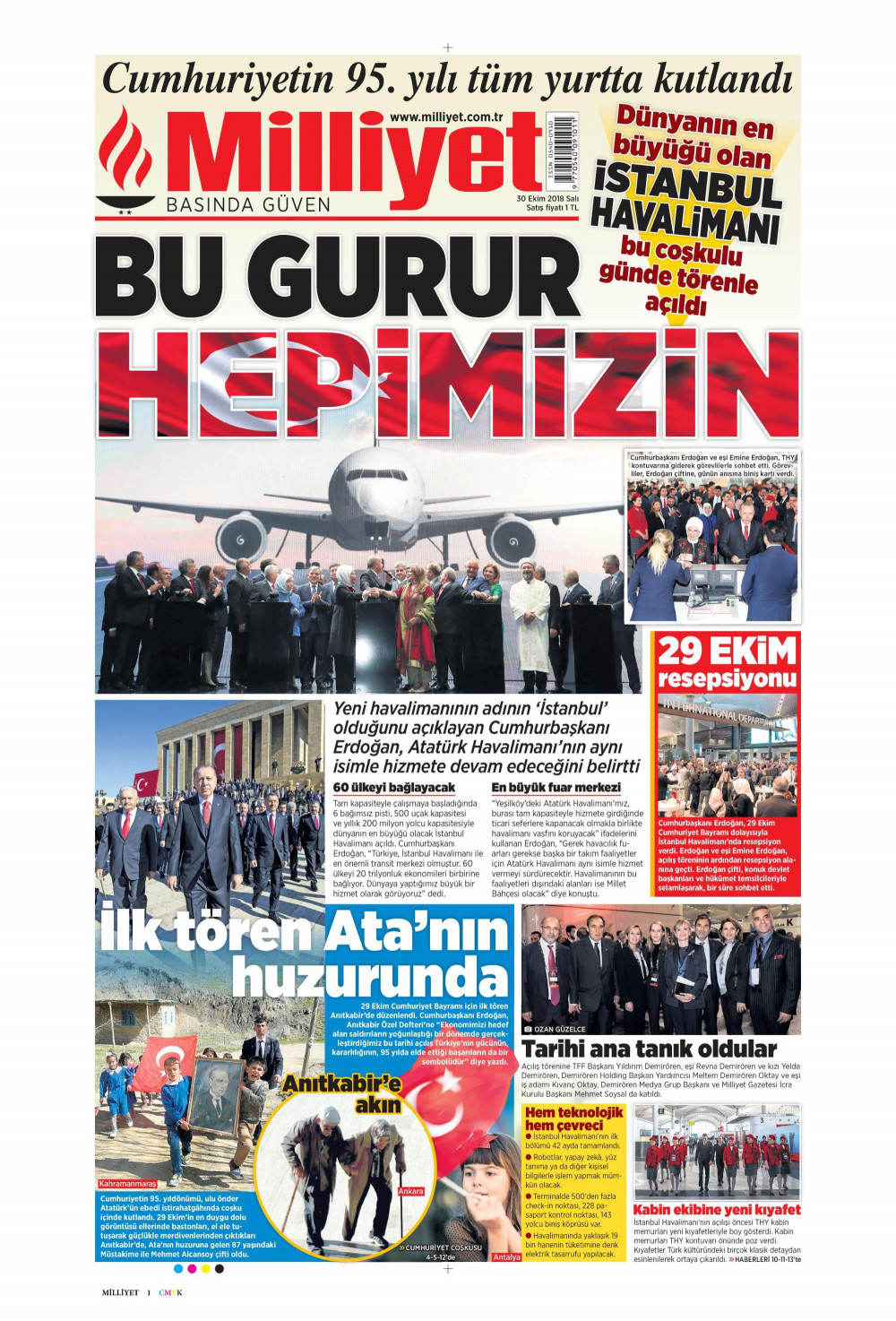 Gazete manşetleri 30 Ekim 2018 Posta - Sözcü - Milliyet - Hürriyet