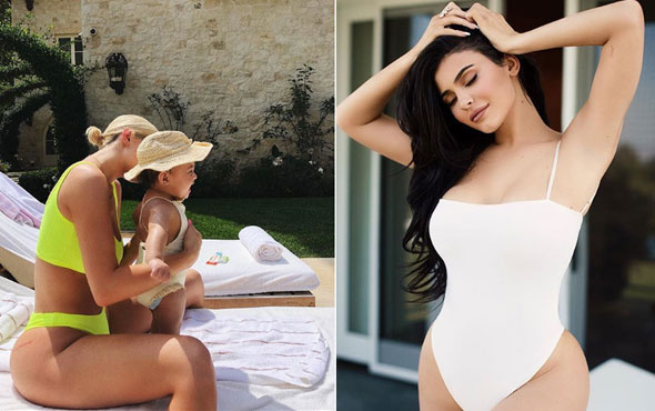 21 yaşındaki Kylie Jenner'in kızıyla birlikte pozları beğeni yağmuruna tutuldu