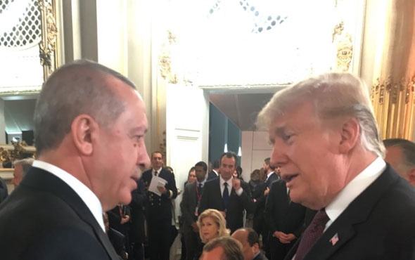 Cumhurbaşkanı Erdoğan Fransa'da Trump ile görüştü