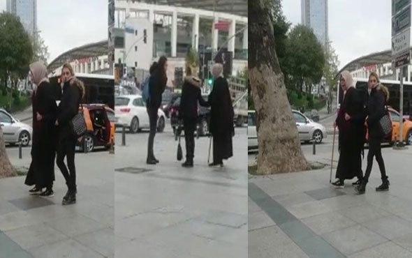 Hasta numarası yapıp turistlerden para dilenen iki kadın kamerada