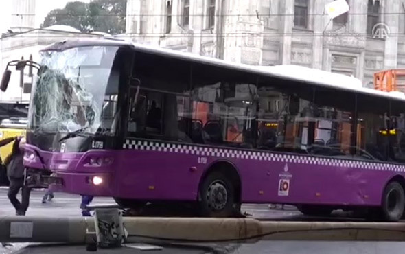 Aksaray'da halk otobüsü tramvay hattına girdi