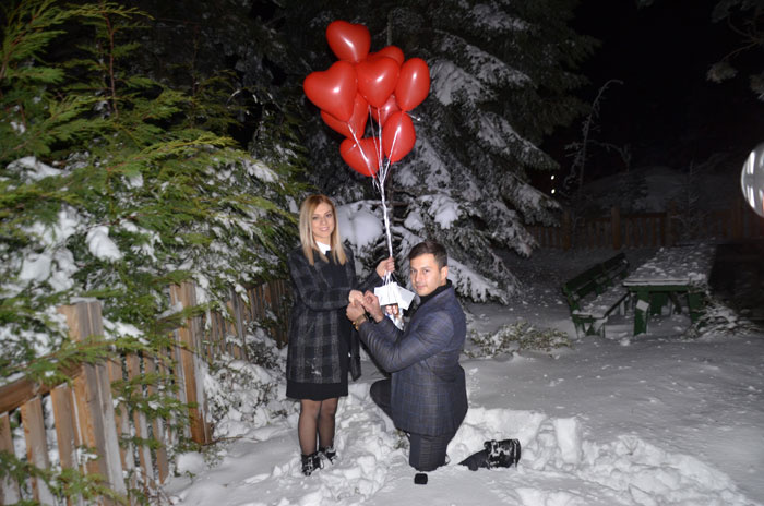 Gece yarısı Uludağ'ın zirvesinde şok evlilik teklifi