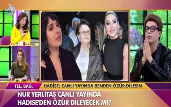 Nur Yerlitaş canlı tayında Hadise'den af diledi