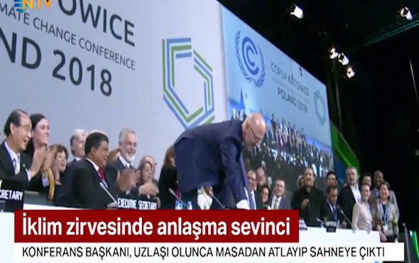 İklim Zirvesi'nde anlaşma sevinci! Konferans başkanı masadan atladı