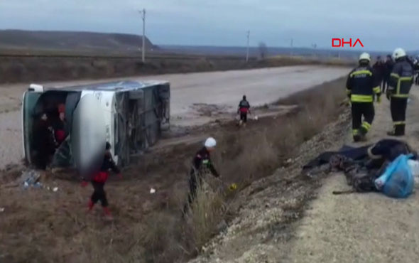 Yozgat'ta yolcu otobüsü şarampole devrildi 1 ölü, 20 yaralı