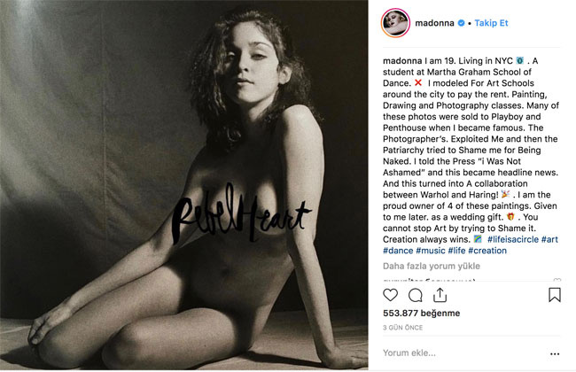 Madonna Instagram'dan çıplak fotoğrafını paylaşıp 'gurur duyuyorum' dedi...