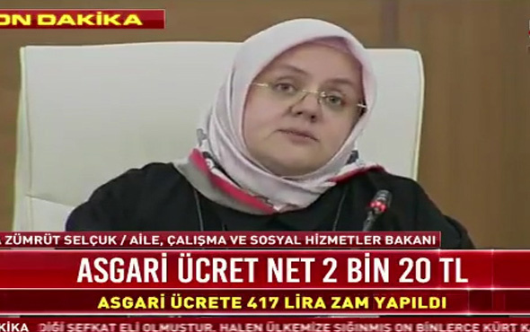 Bakanı Zehra Zümrüt Selçuk 2019 asgari ücreti açıkladı