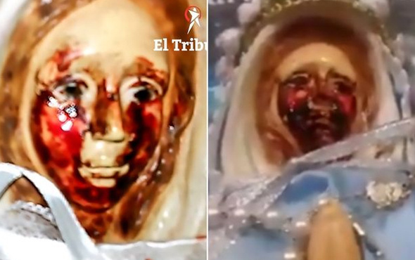 Ağlayan Meryem Ana heykeli 38. kez böyle kan akıttı!