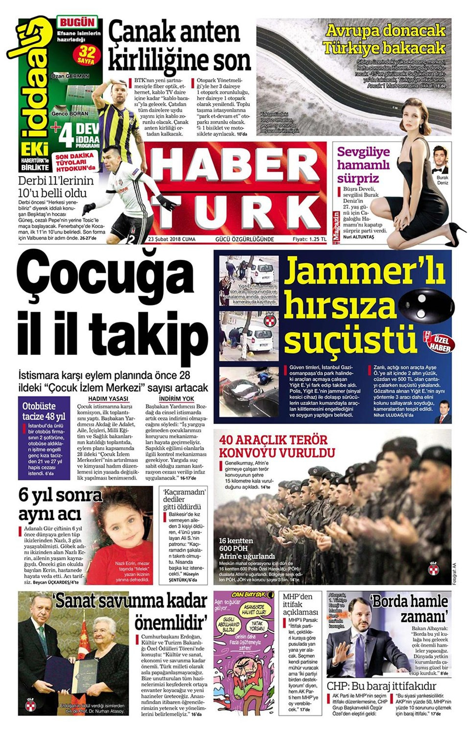 Gazete manşetleri 23 Şubat 2018 Hürriyet - Sözcü - Posta