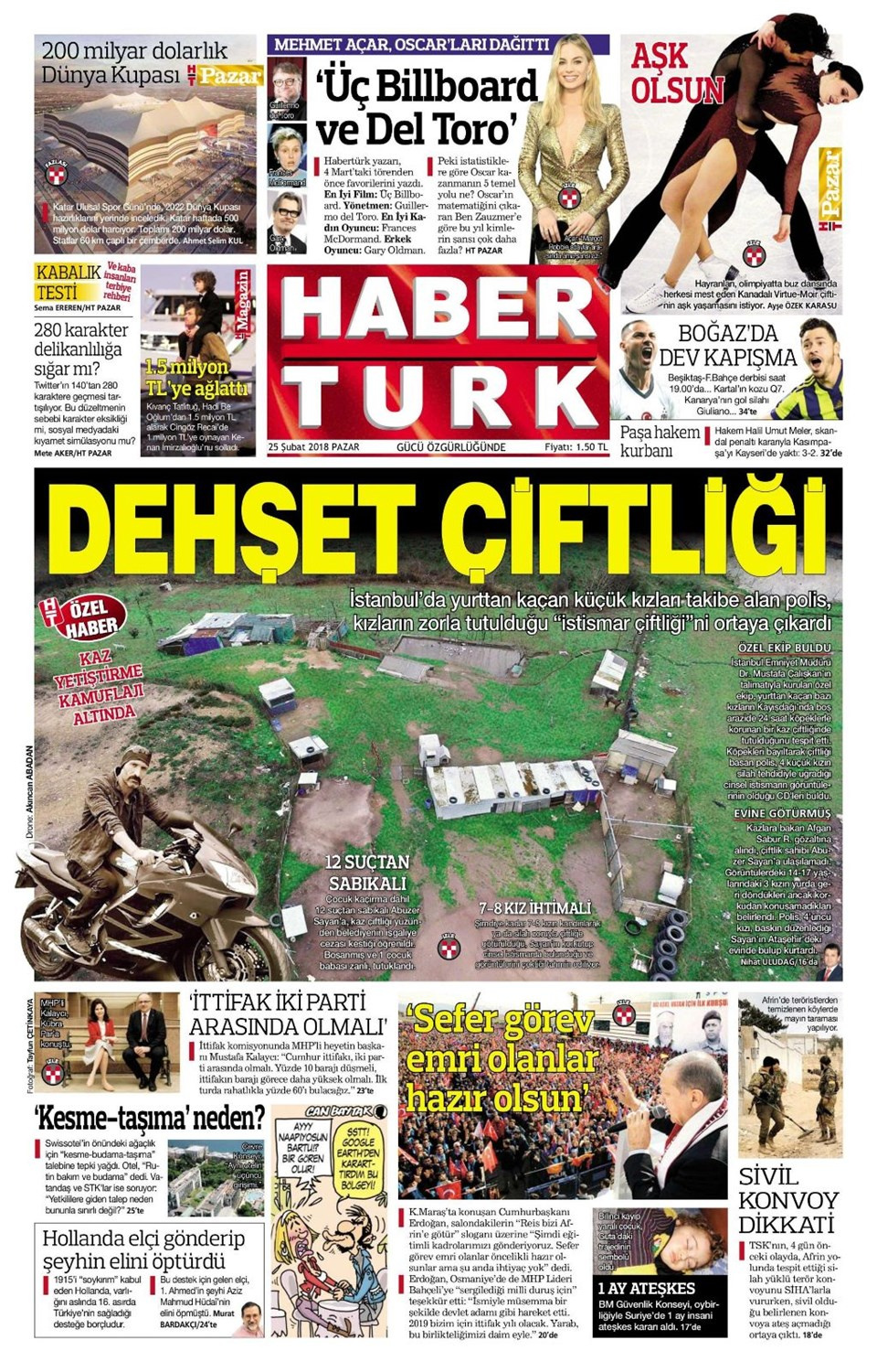 Gazete manşetleri 25 Şubat 2018 Hürriyet - Sözcü - Posta