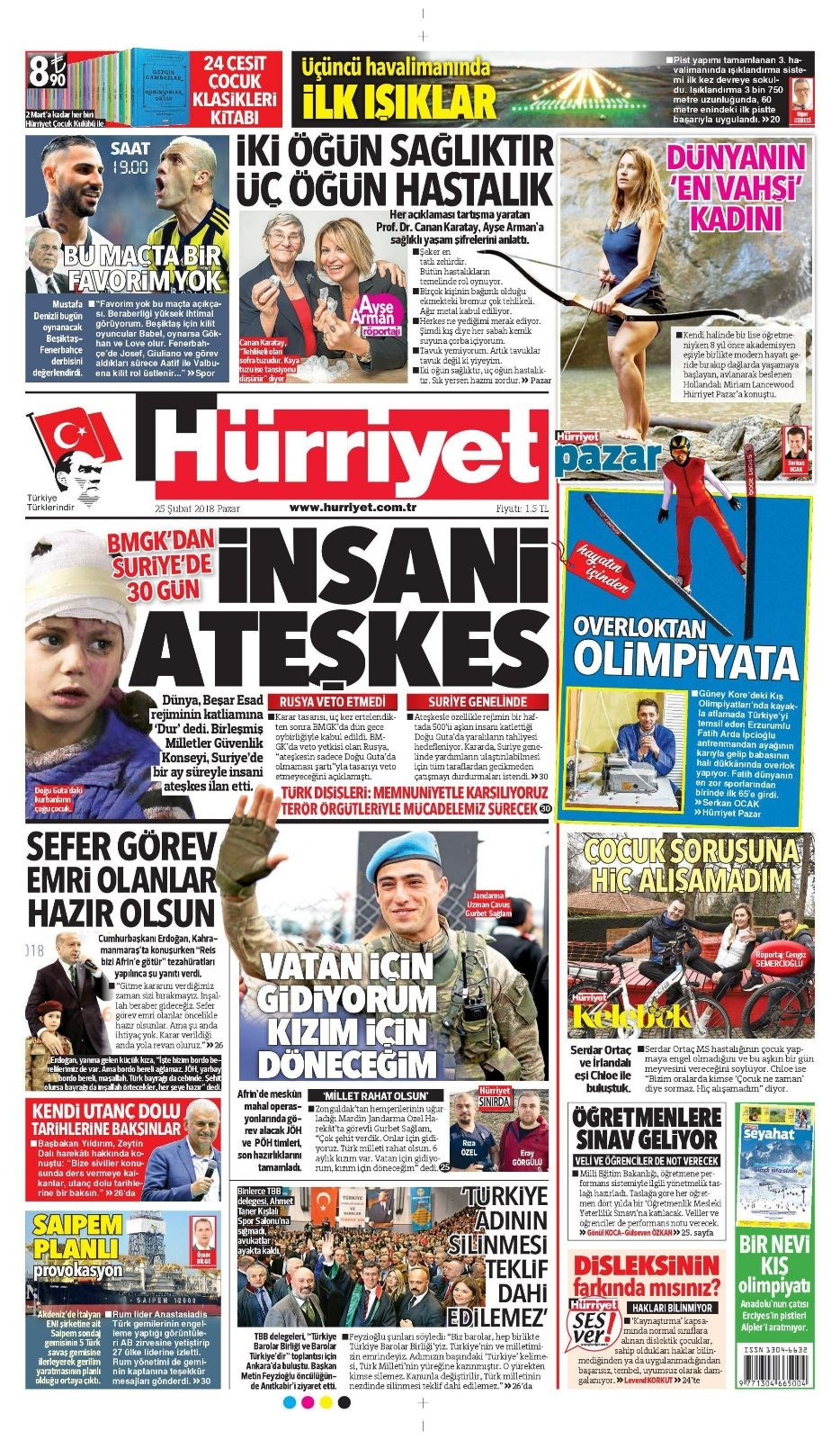 Gazete manşetleri 25 Şubat 2018 Hürriyet - Sözcü - Posta