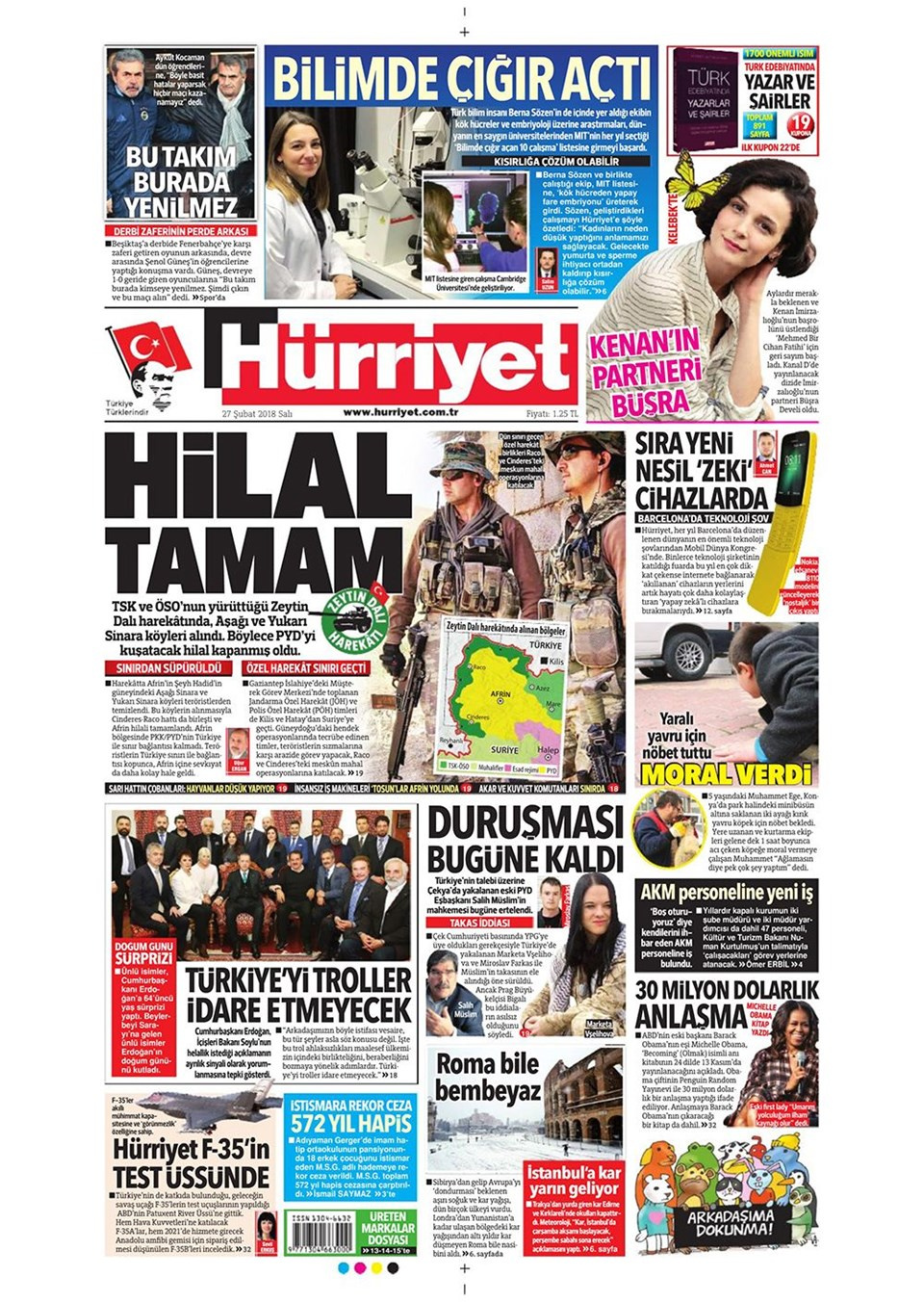 Gazete manşetleri 27 Şubat 2018 Hürriyet - Sözcü - Posta