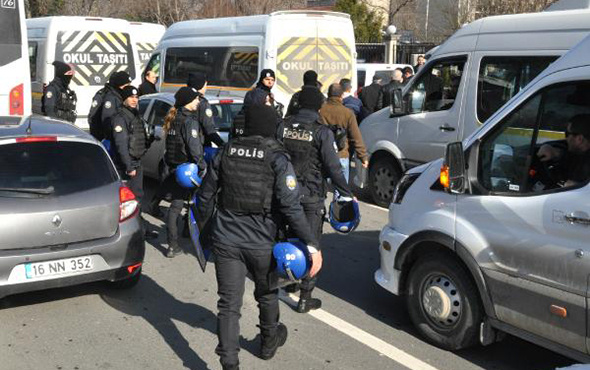 Ankara'da servisçilerin eylemine polis müdahalesi!