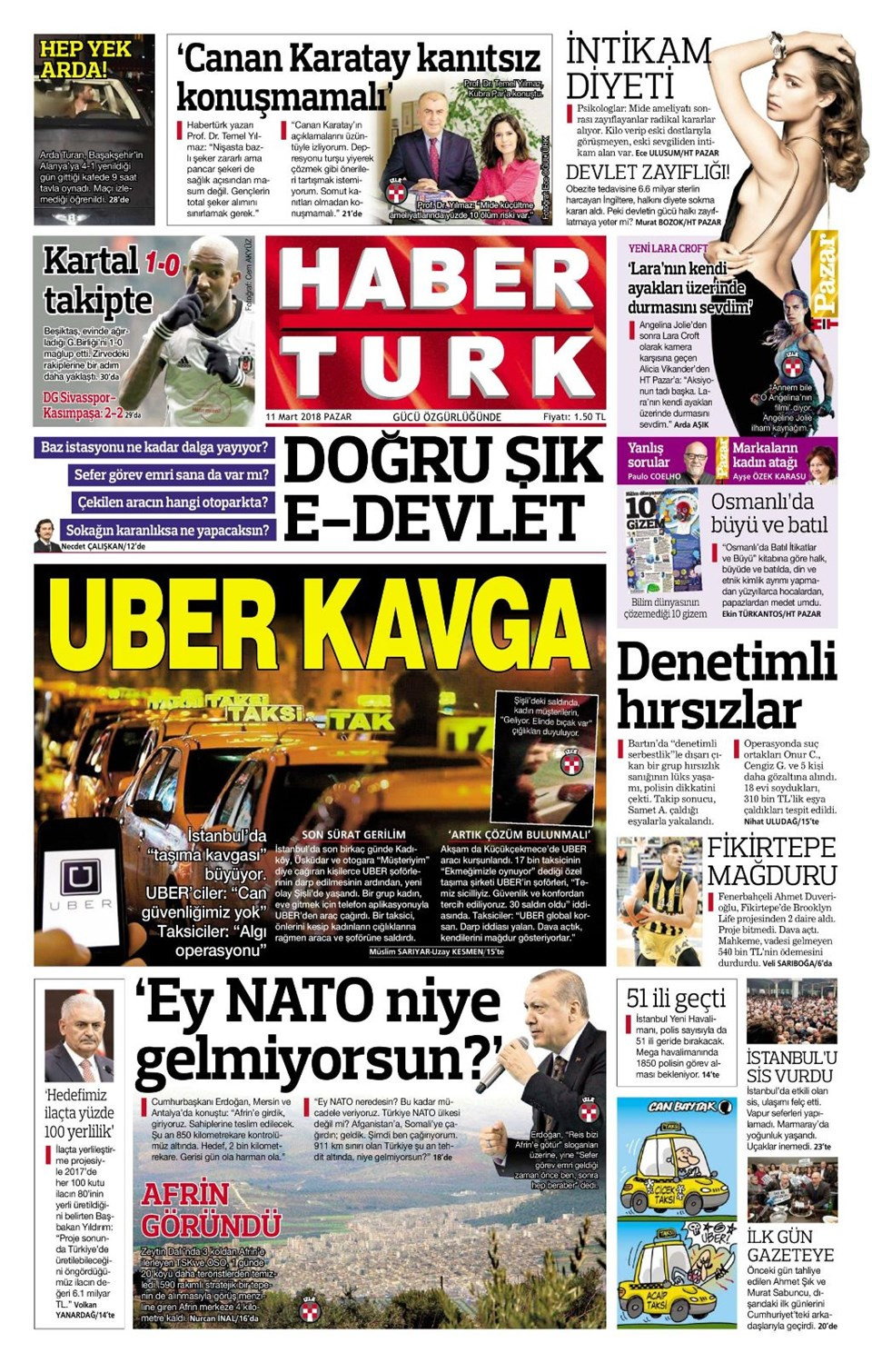 Gazete manşetleri 11 Mart 2018 Hürriyet - Sözcü - Fanatik