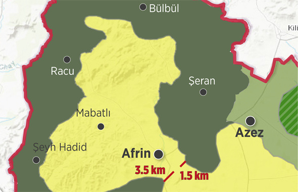 Afrin haritasına bakın! 3 günde Afrin'de nereden nereye gelindi?