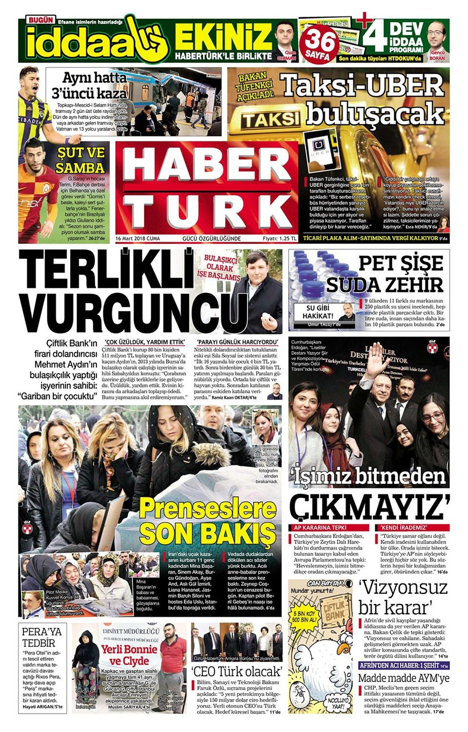 Gazete manşetleri 16 Mart 2018 Hürriyet - Sözcü - Fanatik