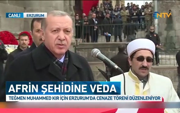 Şehit cenazesinde konuşan Erdoğan: Afrin fethinin müjdesi yakındır