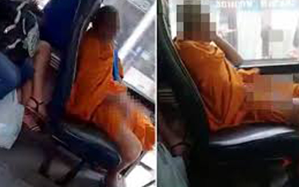 Böyle rezalet görülmedi! Çinli budist otobüste cinsel organını... 