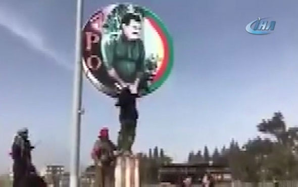 Afrin’de Öcalan posterleri böyle parçalandı