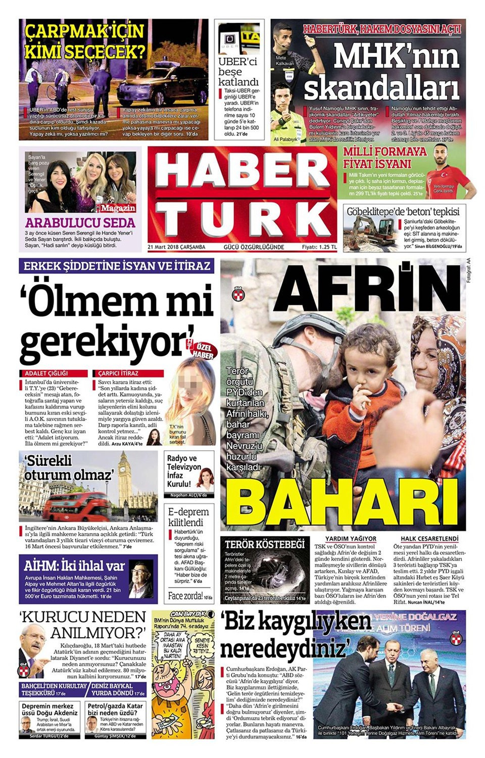 Gazete manşetleri 21 Mart 2018 Hürriyet - Sözcü - Posta