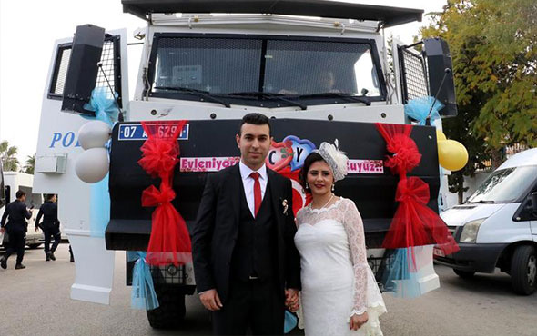 Antalya'da Polis çift TOMA'yı gelin arabası yaptı 
