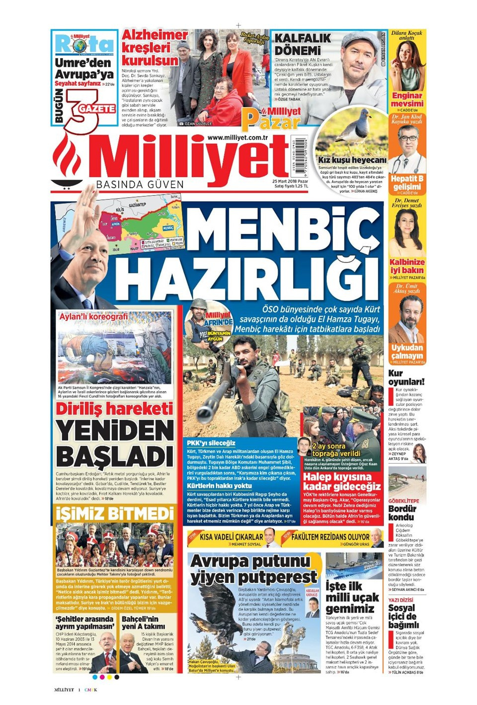 Gazete manşetleri 25 Mart 2018 Hürriyet - Sözcü - Fanatik