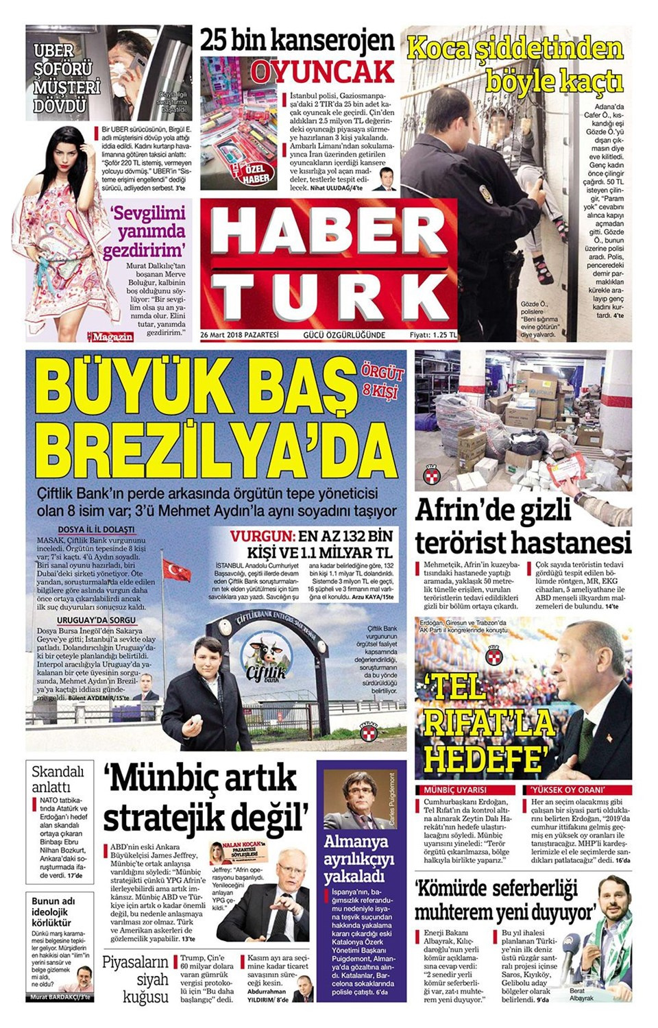 Gazete manşetleri 26 Mart 2018 Hürriyet - Sözcü - Fanatik