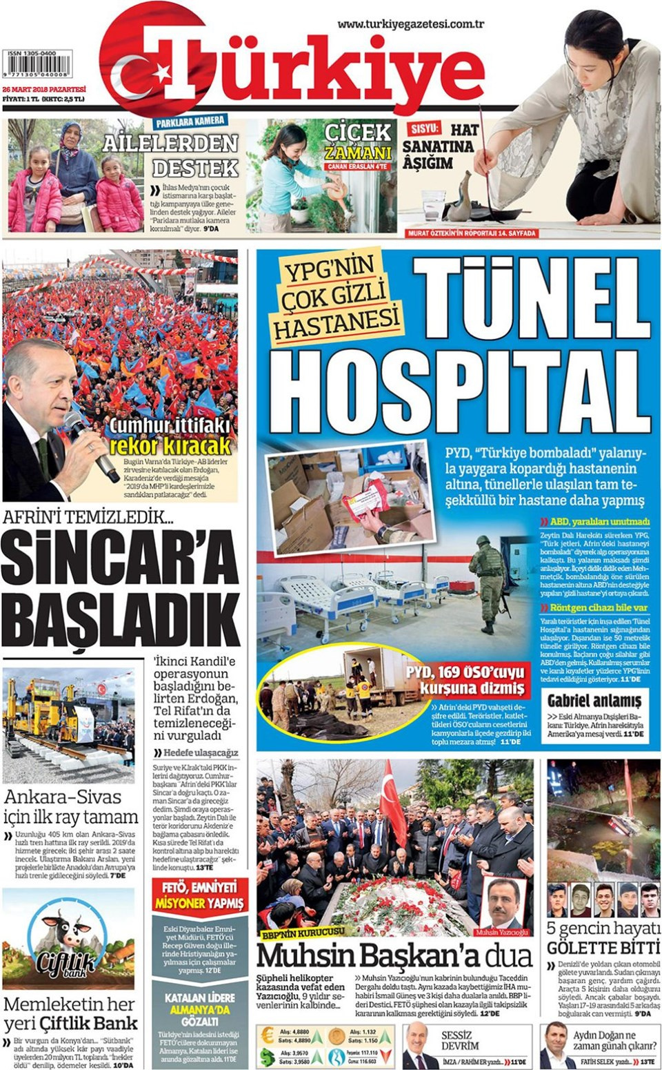 Gazete manşetleri 26 Mart 2018 Hürriyet - Sözcü - Fanatik