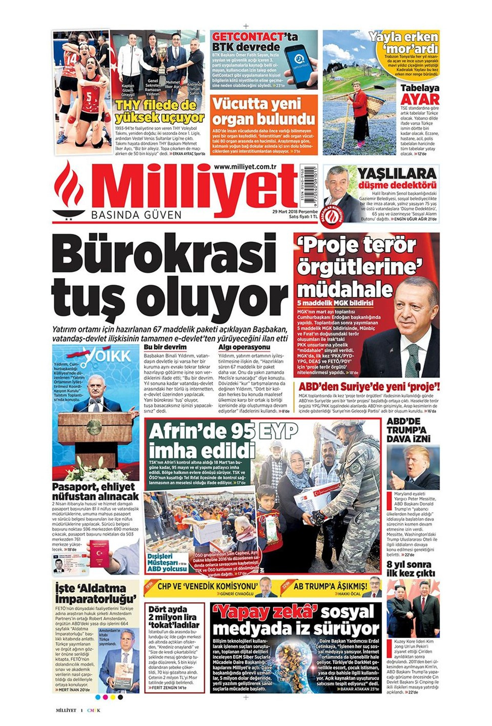 Gazete manşetleri 29 Mart 2018 Hürriyet - Sözcü - Posta