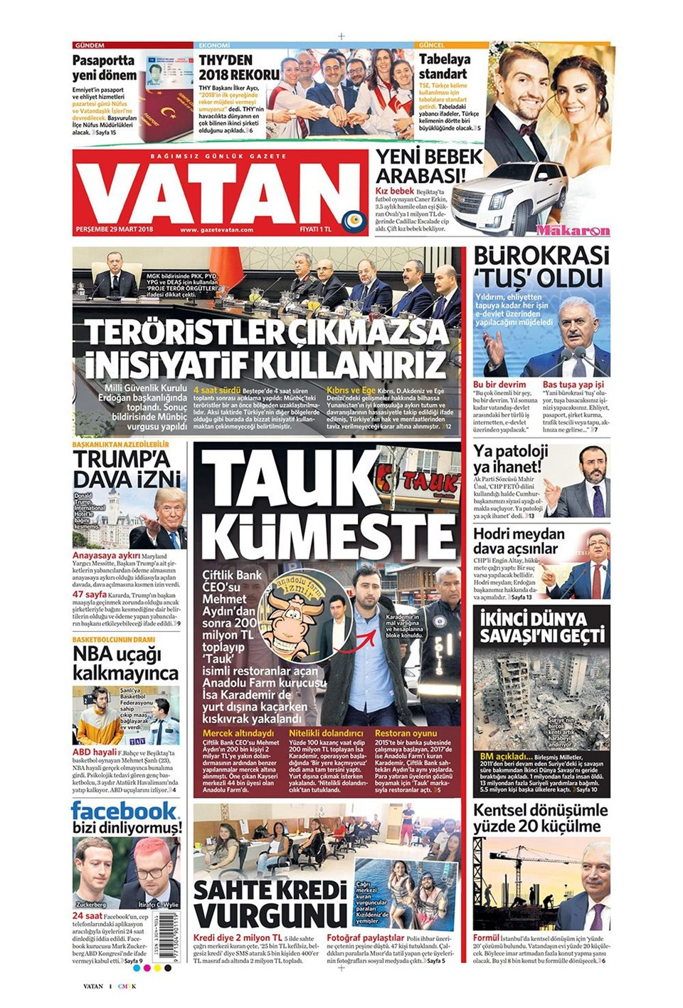 Gazete manşetleri 29 Mart 2018 Hürriyet - Sözcü - Posta
