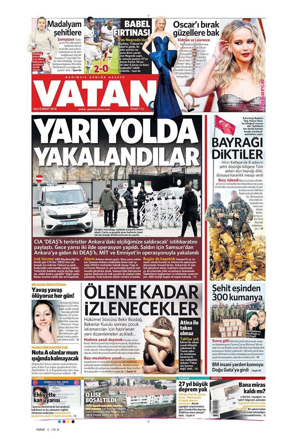 Gazete manşetleri 6 Mart 2018 Hürriyet - Sözcü - Fanatik