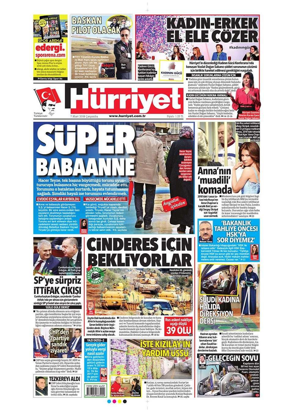 Gazete manşetleri 7 Mart 2018 Hürriyet - Sözcü - Posta