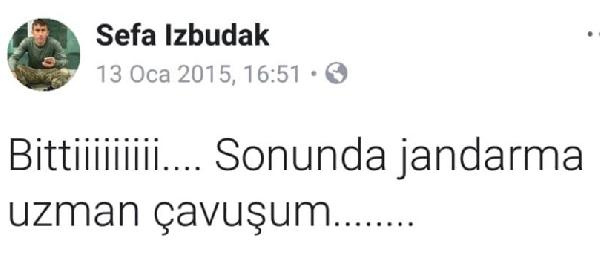 Jandarma Uzman Sefa İzbudak'ın ailesine acı haber ulaştı