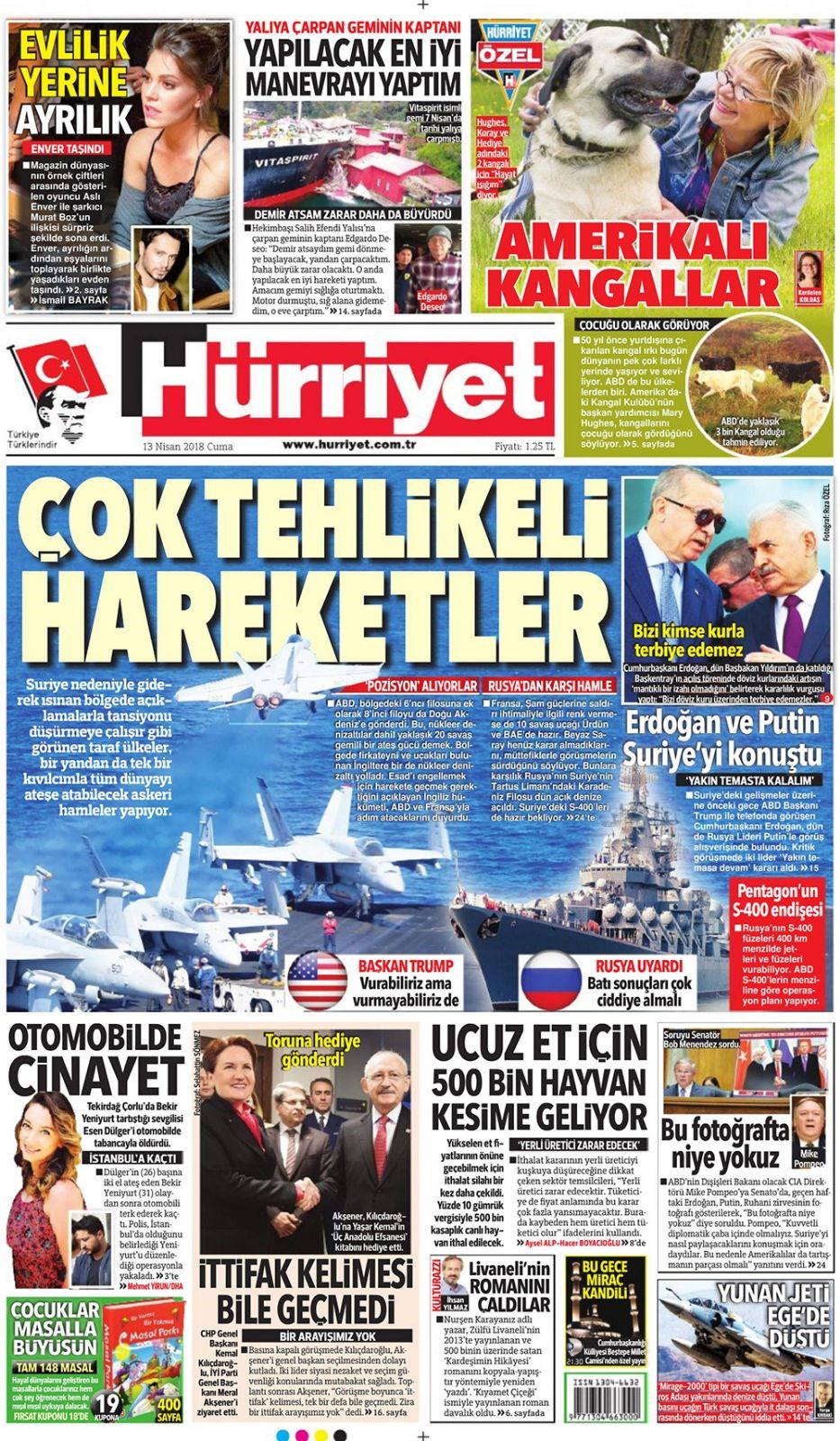 Gazete manşetleri 13 Nisan 2018 Hürriyet - Sözcü - Posta
