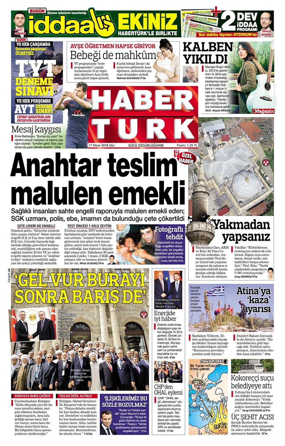 Gazete manşetleri 17 Nisan 2018 Hürriyet - Sözcü - Posta