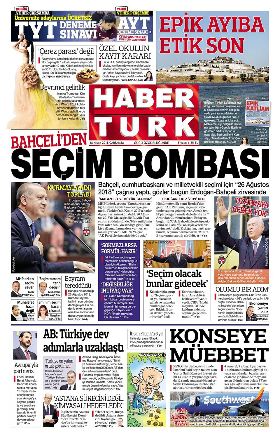 Gazete manşetleri 18 Nisan 2018 Hürriyet - Sözcü - Posta