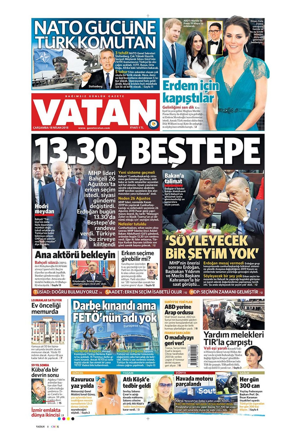 Gazete manşetleri 18 Nisan 2018 Hürriyet - Sözcü - Posta