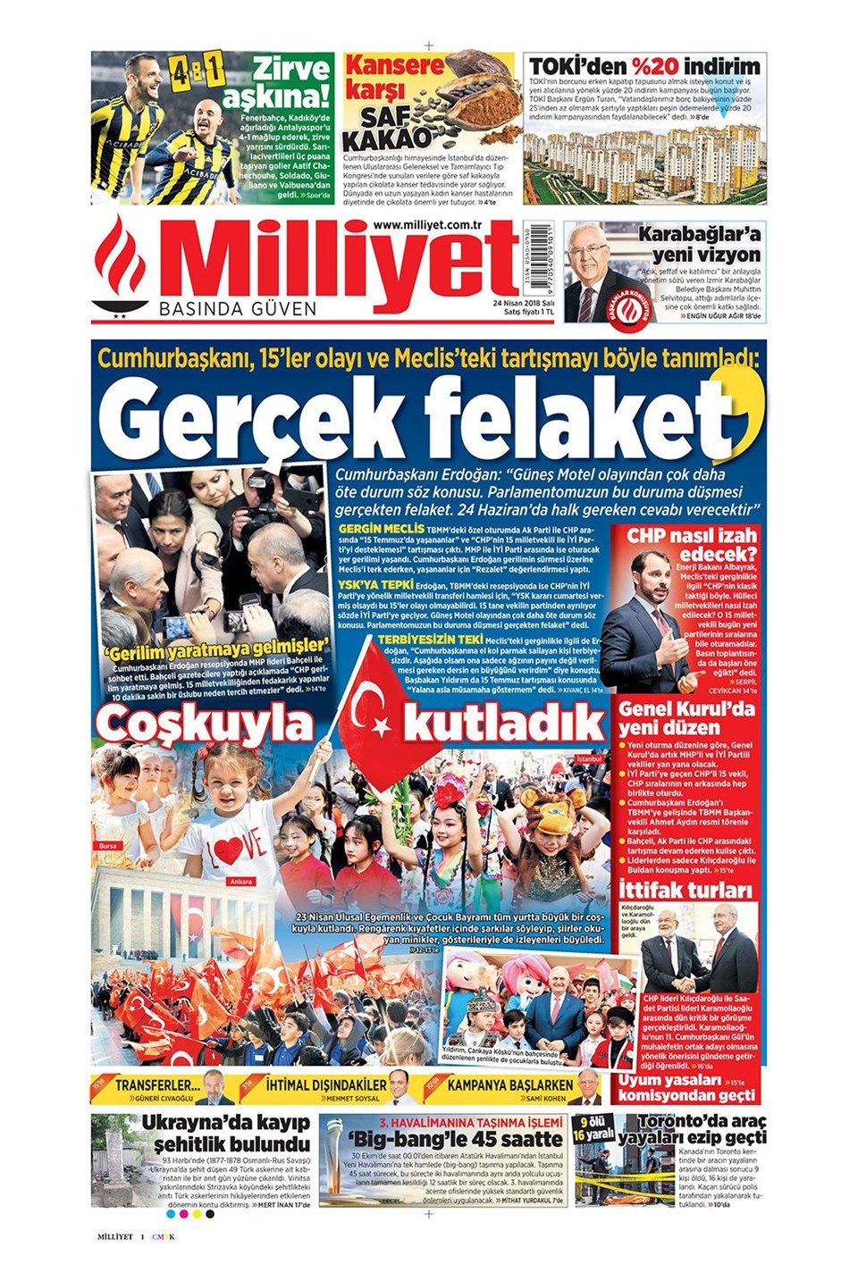 Gazete manşetleri 24 Nisan 2018 Hürriyet - Sözcü - Habertürk