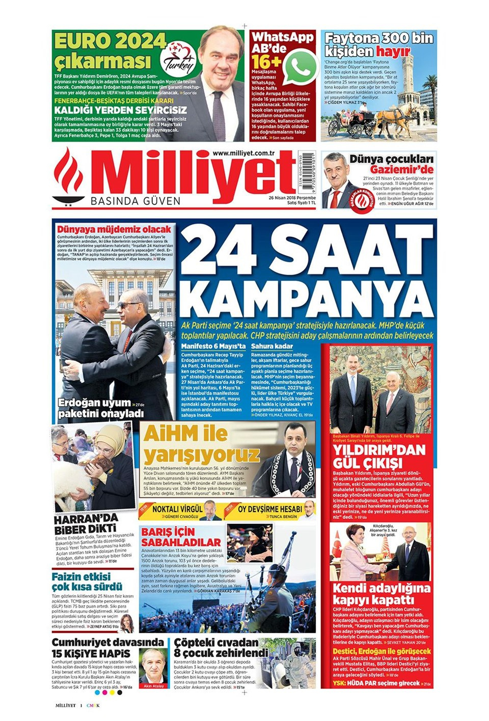Gazete manşetleri 25 Nisan 2018 Hürriyet - Sözcü - Fanatik