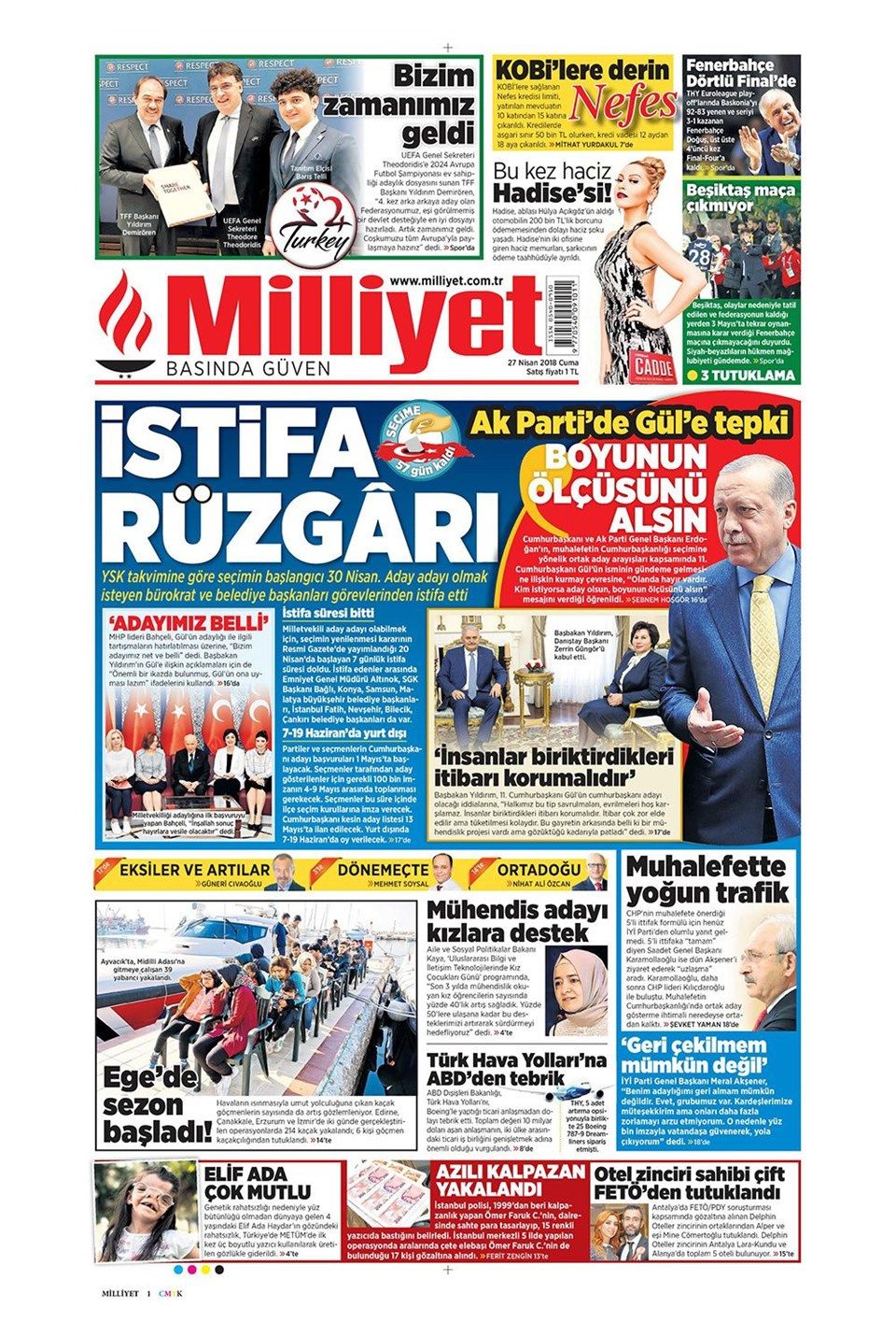 Gazete manşetleri 27 Nisan 2018 Hürriyet - Sözcü - Fanatik