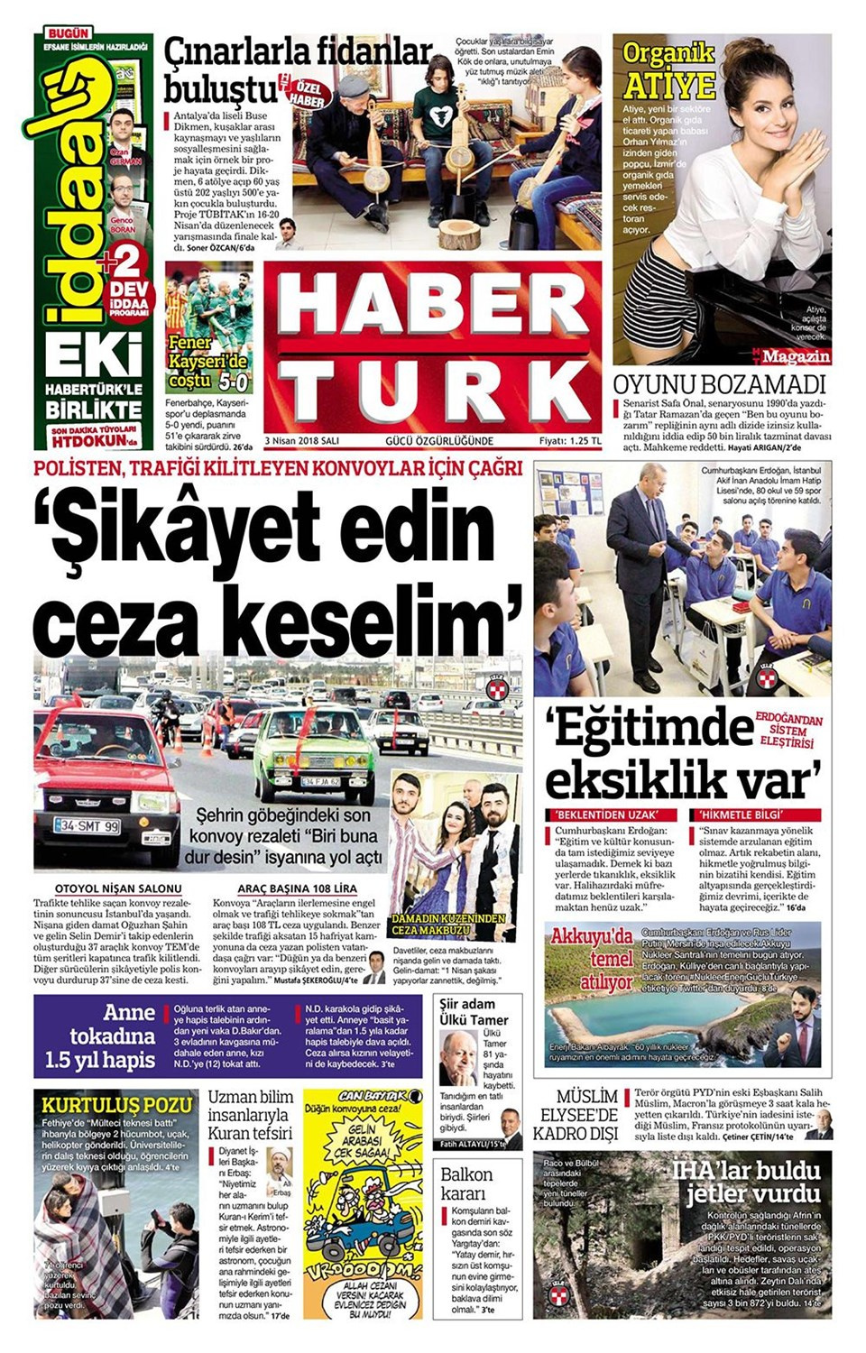 Gazete manşetleri  3 Nisan 2018 Hürriyet - Sözcü - Posta